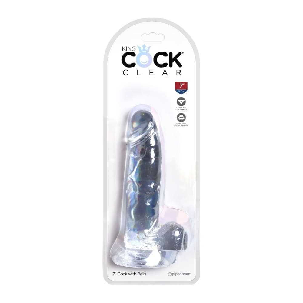 King Cock Clear Дилдо с тестиси, прозрачно 7 инча — алтернативна снимка