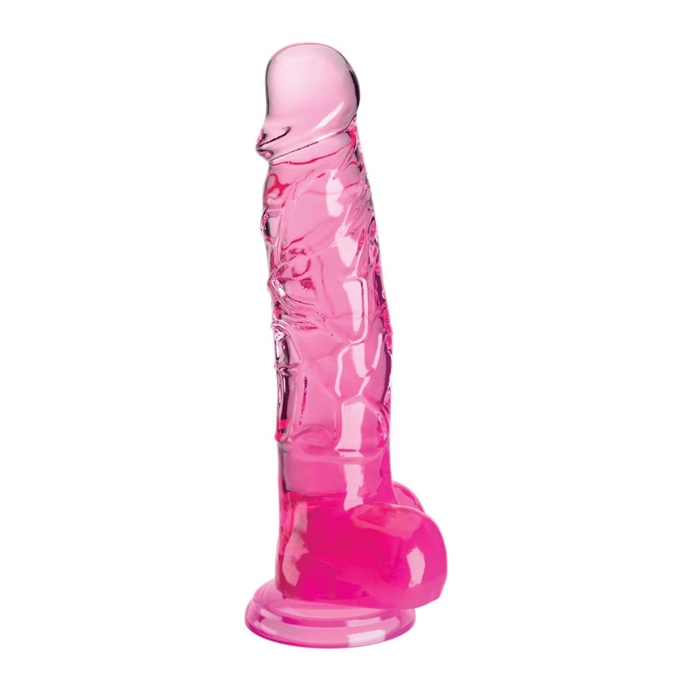 King Cock Clear Дилдо с тестиси, розово 8 инча