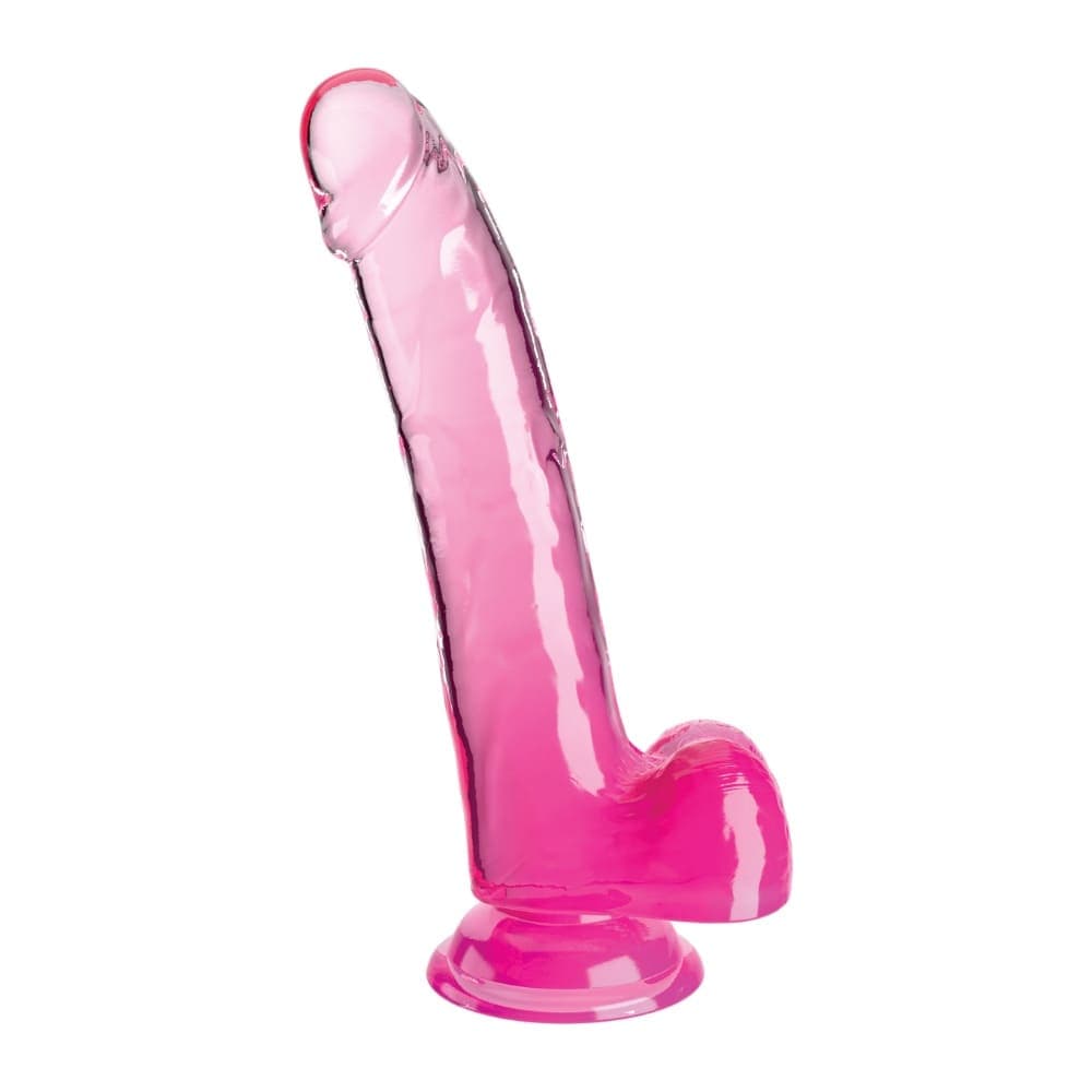 King Cock Clear Дилдо с тестиси, розов 9 инча